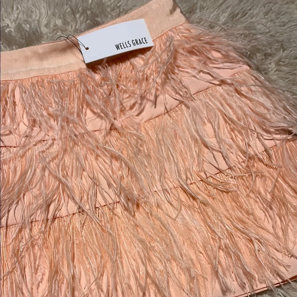 Wells Grace Peach Feathered Skirt - Picture 2 of 4